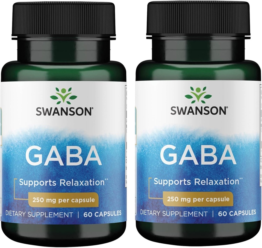 Swanson GABA Gamma Acidbutyric Acid 250 Milligrams 60 Capsules (2 Pack)
