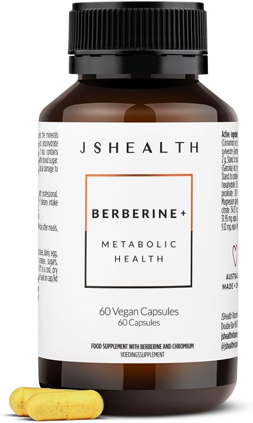 JSHealth Vitamins Berberine+ Formula - Berberine Supplement for Metabolic Health - Vegan, Gluten-Free & Non-GMO. (60 Tablet)