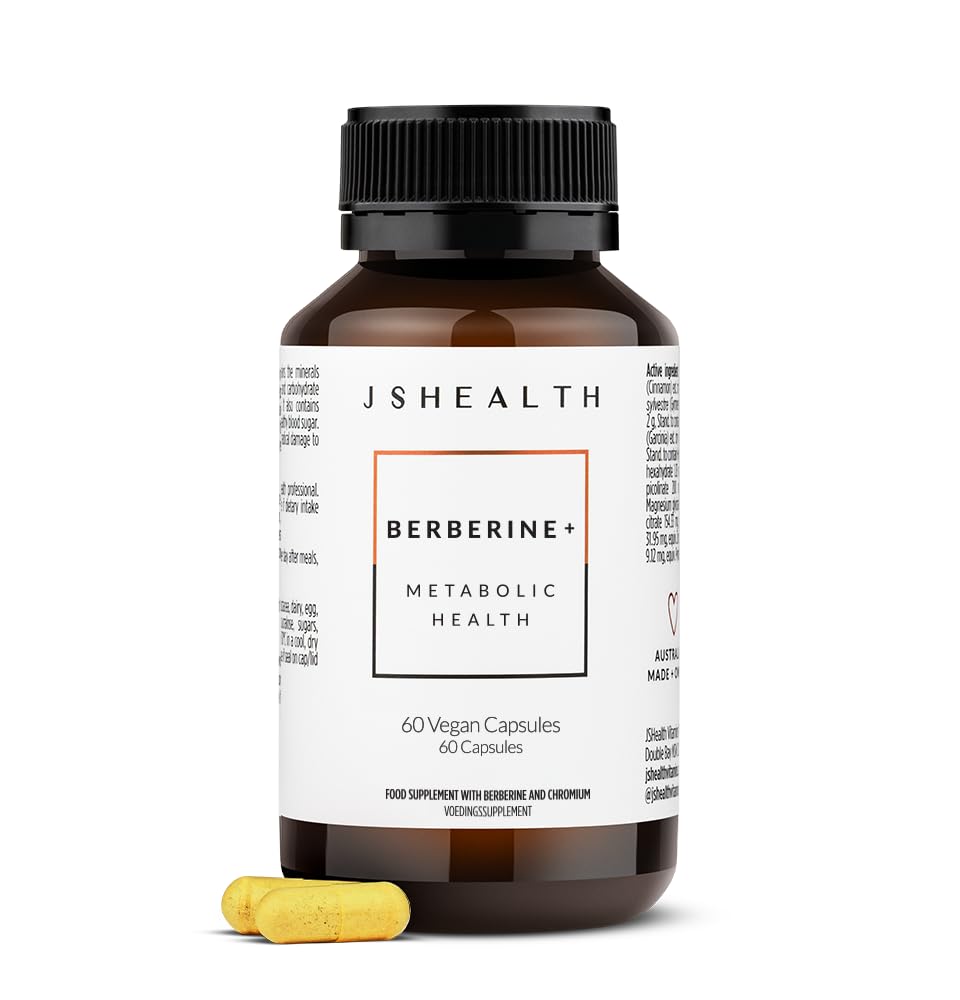 JSHealth Vitamins Berberine+ Formula - Berberine Supplement for Metabolic Health - Vegan, Gluten-Free & Non-GMO. (60 Tablet)