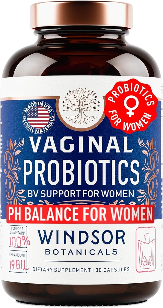 Kadınlar için Vaginal Probiyotikler - 19Bil CFU, Daily Lactobacillus Salivarius Probiyotik for PH Balance, Digestive, Gut Health - Feminine Balance Complex for Women BV Support Supplements - 30 Capsules