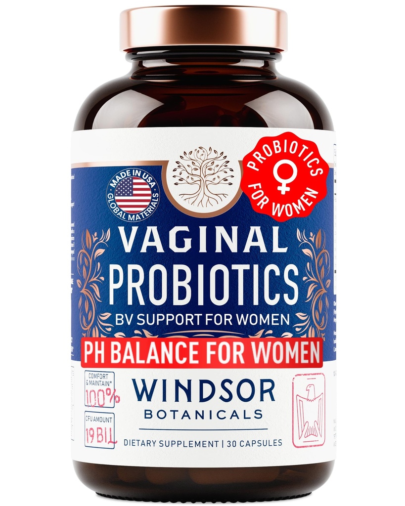 Kadınlar için Vaginal Probiyotikler - 19Bil CFU, Daily Lactobacillus Salivarius Probiyotik for PH Balance, Digestive, Gut Health - Feminine Balance Complex for Women BV Support Supplements - 30 Capsules