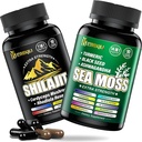 Sea Moss ve shilajit Sche - 90 Count - Sea Moss, Black Seed Oil, Ashwagandha, Turmeric & Shilajit, Rhodiola Rosea,Burdock, Bladderwrack 21 1 Supplements (2 Paketler Brown)