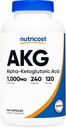 Nutricost AKG Alpha Ketoglutaric Acid Supplement 1000 mg, 240 Capsules, 120 Şişede Hizmet - Güçlü Precursor to Glutamine & Arginine, Energy Support Supplement Supplement