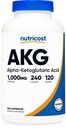 Nutricost AKG Alpha Ketoglutaric Acid Supplement 1000 mg, 240 Capsules, 120 Şişede Hizmet - Güçlü Precursor to Glutamine & Arginine, Energy Support Supplement Supplement