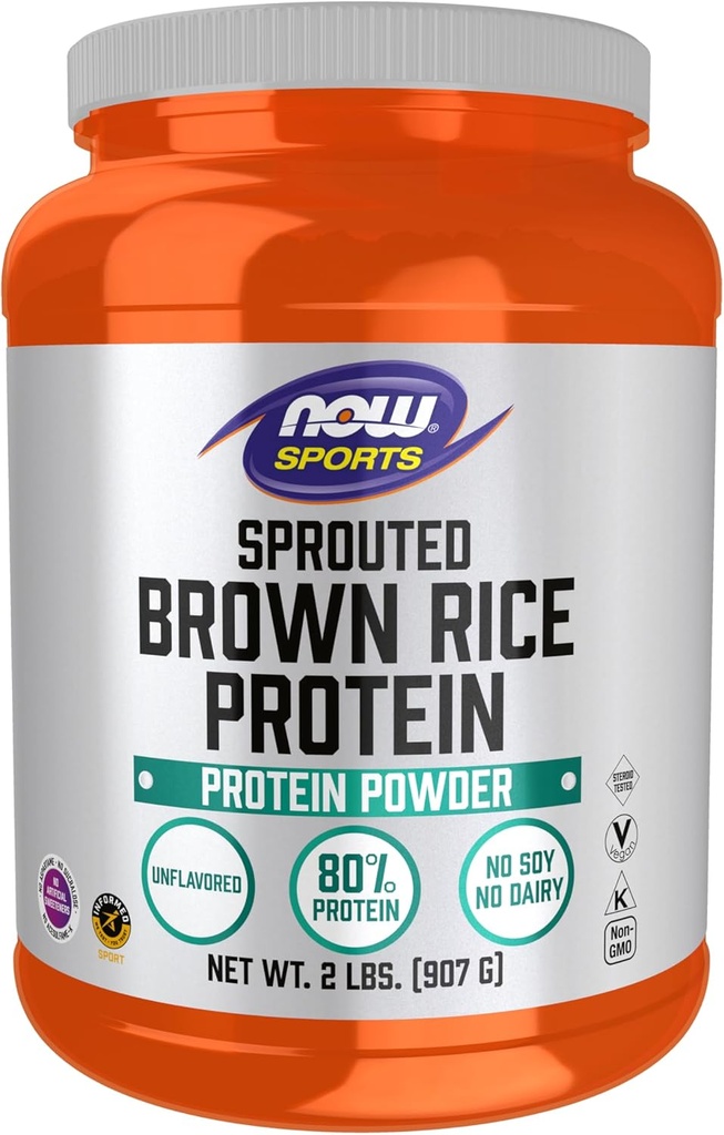 Şimdi Gıda Spor Beslenme, Sprod Brown Rice proteini,% 80 protein, Unflavored Toz, 2Pound