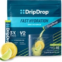 DripDrop Hydration Packets - Lime λεμόνι - Μονό σερβίρετε ηλεκτρολύτες Σκόνη Mix - Μη ΓΤΟ, Χωρίς γλουτένη, Vegan - 32 Sticks