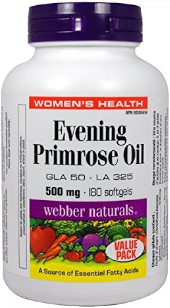 Webber Naturalsᆴ Βραδινό λάδι Primrose 500mg 180 softgels