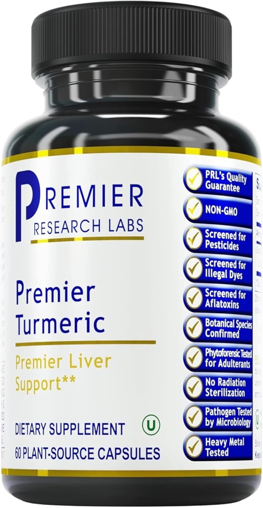 Premier Research Labs Premier Turmeric Κάψουλες - Turmeric Curcumin Supplement, Liver Support, 500 mg Curcuma ανά κάψουλα - 60 κάψουλες χορτοφάγων