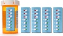 Take‐n‐Slide Peel και Stick Reuseable για 12 + Refills, Χάπια / Φάρμακα/Vitamin/Pet Med Tracker & Υπενθύμιση, Συνδέστε στο μπουκάλι σας, Organizer-free, Curved‐Back (μπλε, 5-Pack)