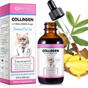 Cats için Collagen, Cat Collagen Liquid Drops for Cats with Biotin, MSM & Ginger Digestive & Immunity Support, Itch Relief, Skin & Coat and Joint Health, Cat Supplement 60 ml