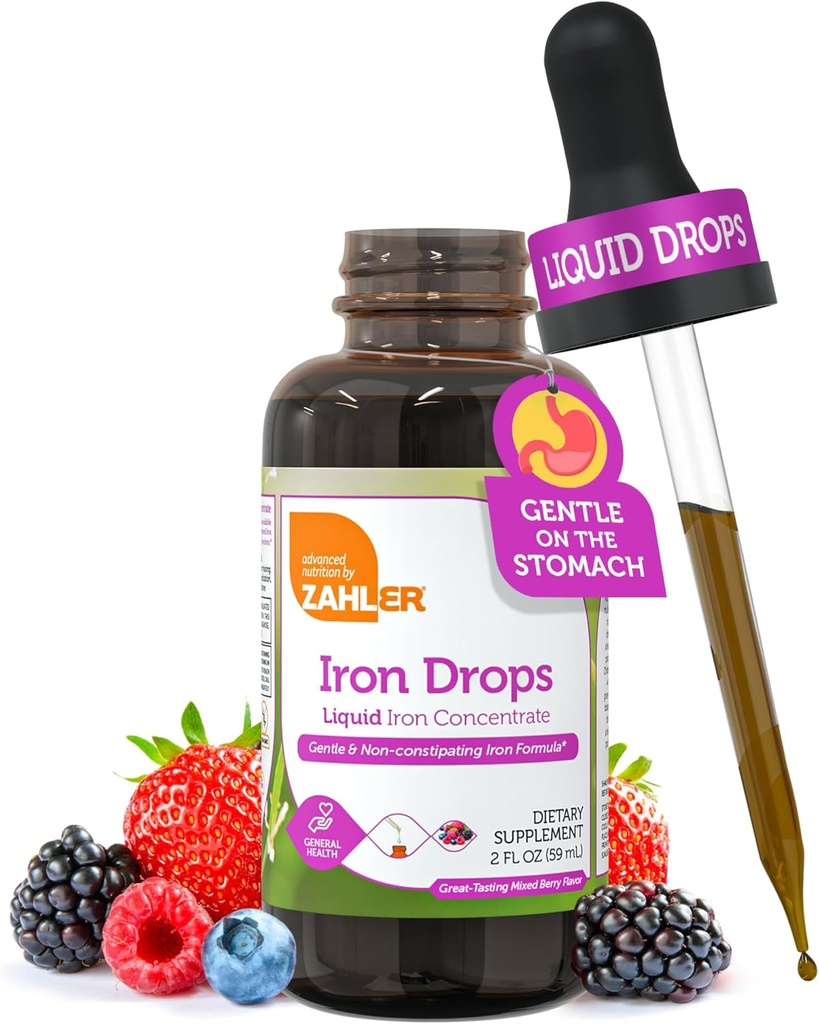 Zahler Iron Drops, Liquid Mechanic, Gentle and Non-Constipating Iron Formula, 2 Fl OZ