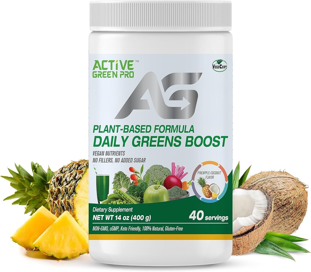 Daily Green Boost - Greens Toz - Her Hizmette Farklı Yeşil Superfood - Essential Antioksis, Fiber, Vitaminler ve Mineraller - Her Gün Sağlığı ve Detox