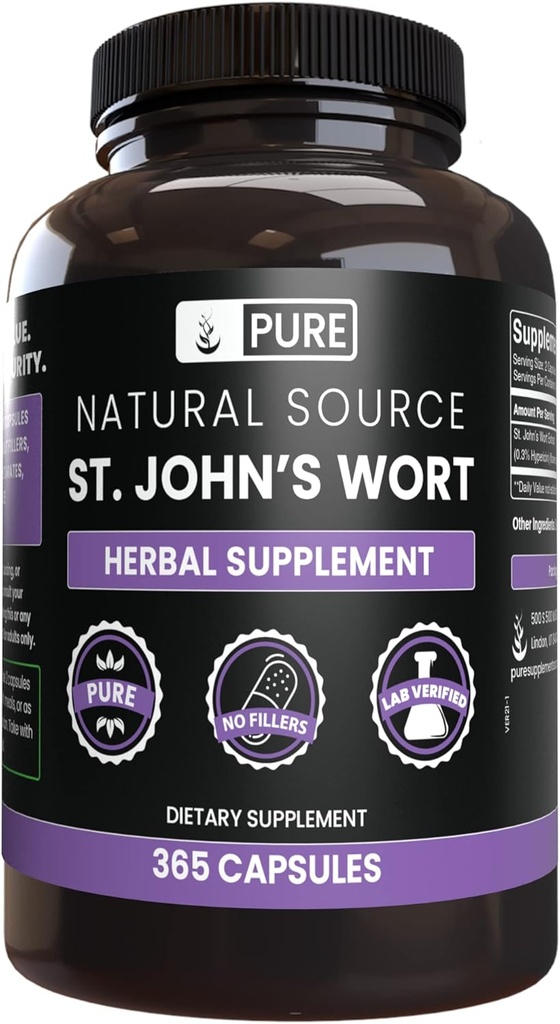 PURE ORIGINAL INGREDIENTS St. John's Wort (365 Capsules) Hiçbir Magnezyum Or Rice Fillers, Her zaman Pure, Lab