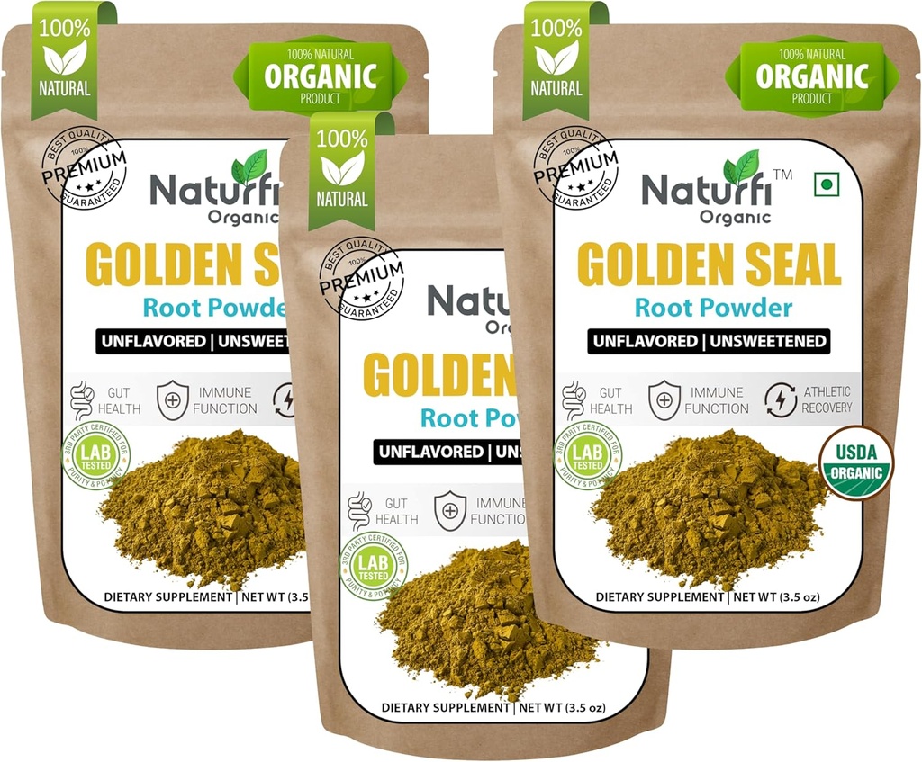 Naturefi Organic Goldenseal Root Toz - 10.5 oz, 300 Hizmetler *USDA Organic | Lab Tested* Pure Natural Goldenseal Root Toz Supplement
