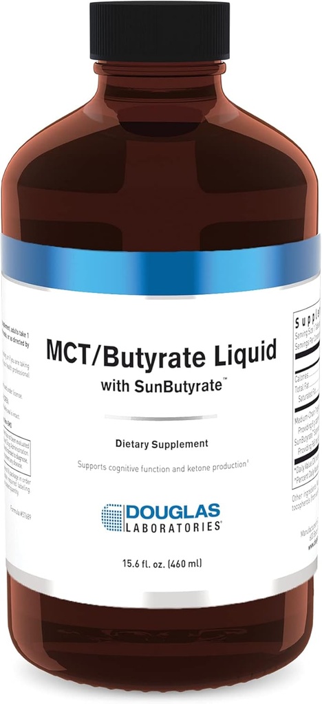 Douglas Laboratories MCT / Butyrate Liquid with SunButyrate | Yüksek Metalli Caprylic Acid ve Butyric Asit bir Pleasant Sıvı | 15.6 fl. oz. | Lemon Vanilla Flavor