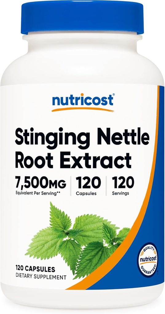Nutri cost Sting Nattle Root Extract 7500mg Ισοδύναμο, 120 κάψουλες - Χορτοφαγικά Φιλικά, μη ΓΤΟ, Χωρίς γλουτένη