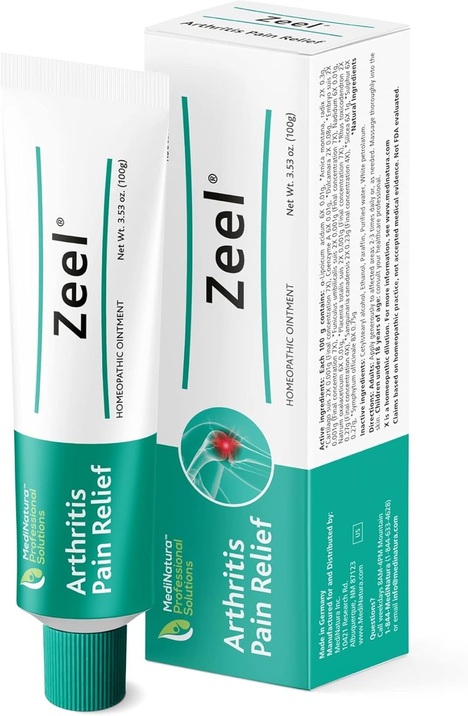 MediNatura Zeel Ointment for Joint Stiffness - Arnica + 14 Active Malzemeler - Almanya'da Made - 3.53 oz