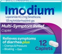 Imodium Multi-Symptom Relief Caplets, Loperamid Hydrochloride & Simethicone Anti-Diarrheal Medicine for Relief of Diarrhea, Gas, Bloating, Cramps & Basınç, HSA / FSA Eable, 12 ct
