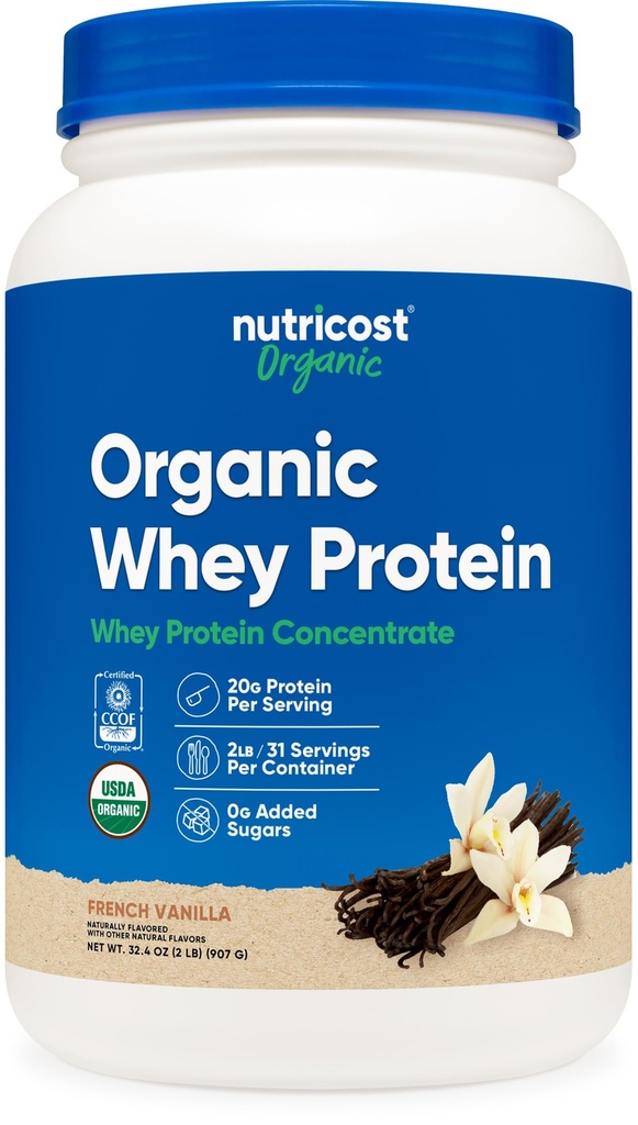 Nutricost Organic Whey Protein Yoğunluğu, Fransız Vanilla Flavored, (2LBS) - Gluten-Free, Non-GMO