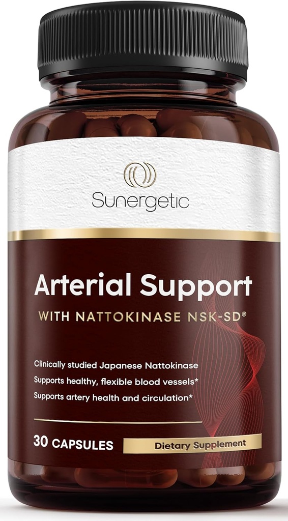 Sunergetic Premium Nattokinase Supplement for Arterial Support - Nattokinase 2000 FU (NSK-SD) Pycnogenol, Pomegranate & Beets - 100 mg Nattokinase for Arterial Health, Heart & Blood