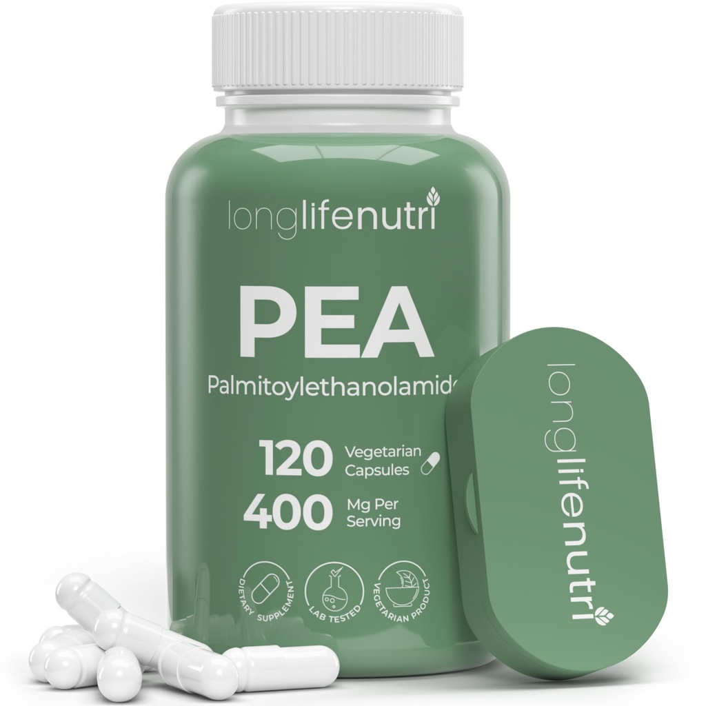 LongLifeNutri Palmitoylolamid (Pea) 400 mg - 120 Vejetary Capsules, Discomfort Management için Organik Supplement, 4-Month Supply, Lab Tested, ABD'de Yapıldı