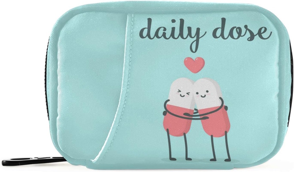 Χάπια καρτούν Naanle Heart Pill Box 7 Day Case Bag Travel Organizer with Zipper Weekly Compact Size for Vitamin Supplement Holder Ένα Cartoon Red Blue 4,6 x 3,14 x 1,88 Inch 0,12 κιλά