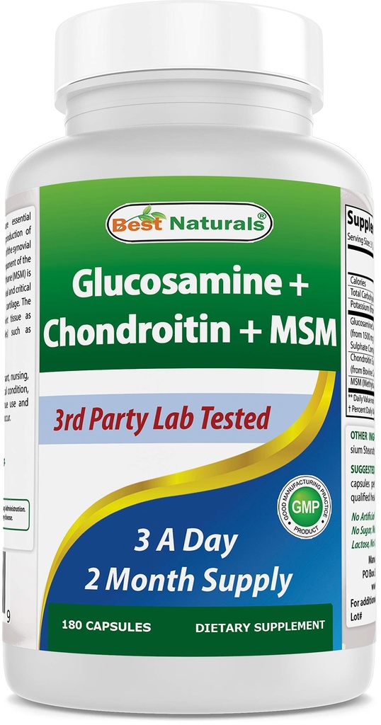 En İyi Doğallar Glucosamine Chondroitin ve MSM (Non-GMO) - Ortak Sağlık - 180 Kont