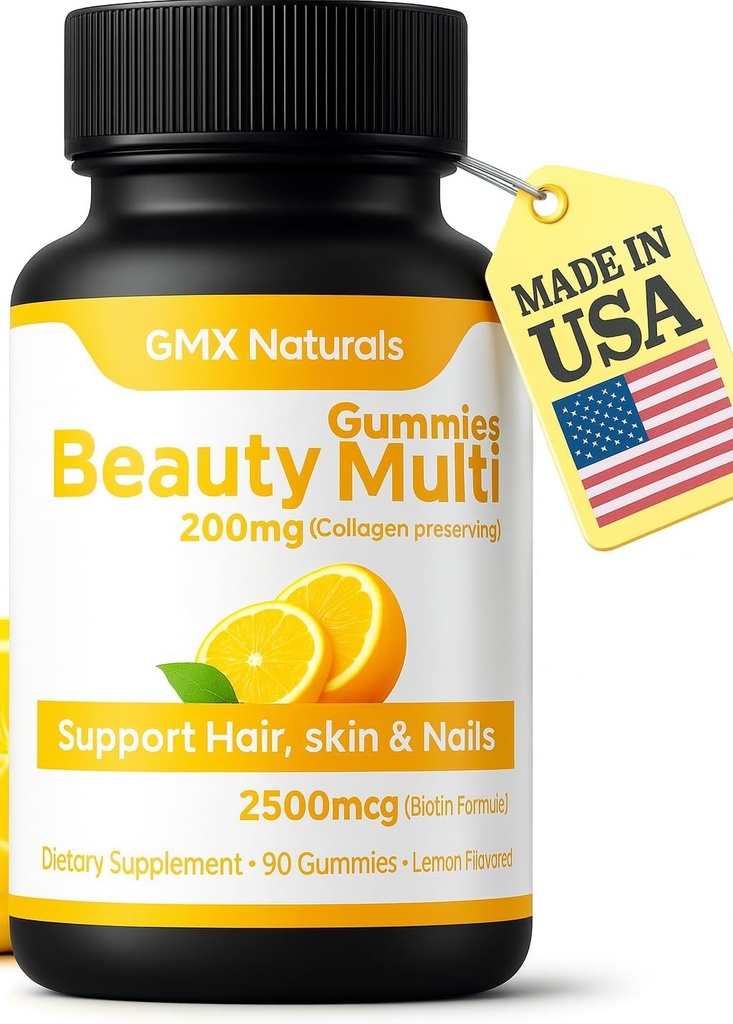 Δέρμα μαλλιών και νυχιών Βιταμίνες Gummies Υποστήριξη με Biotin & Collagen Λεμόνι Γεύση μη-GMO, Made in USA Gummy Βιταμίνες για γυναίκες 60 Gummies