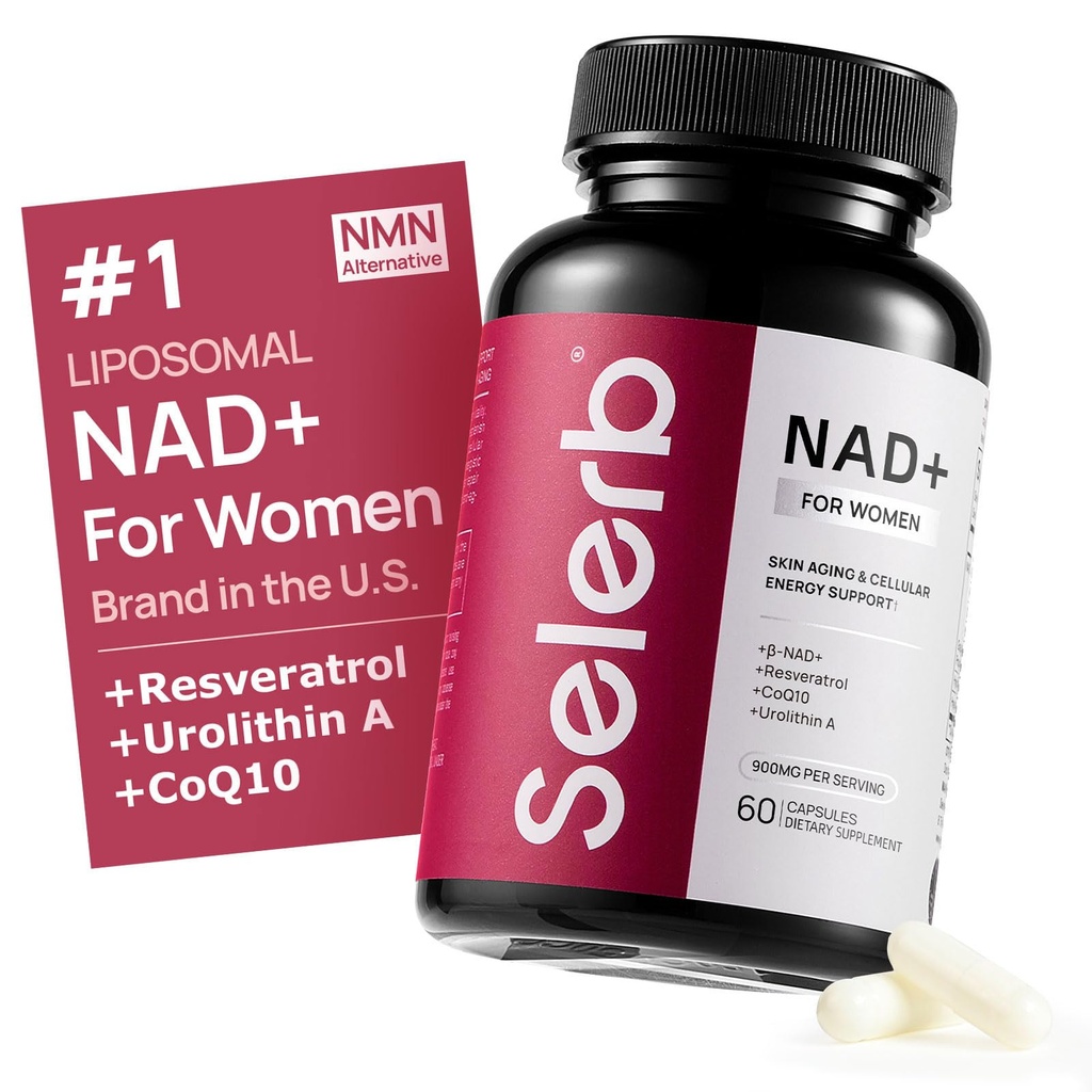 NAD+ Kadınlar için Tamam - NMN D-NAD+ ile Alternatif, Trans-Resveratrol, CoQ10, D-Ribose - Hücreleri Yenileme, Enerji ve Termot Skin Health - 60 Capsules Advanced Advanced