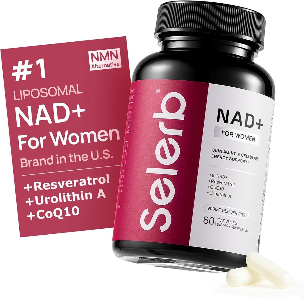 NAD+ Supplement for Women - NMN Alternative with β-NAD+, Trans-Resveratrol, CoQ10, D-Ribose - Promotes Cellular Renewal, Energy, and Radiant Skin Health - 60 Capsules Advanced