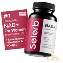 NAD+ Συμπλήρωμα για γυναίκες - NMN Εναλλακτική λύση με β-NAD+, Trans-Reεσβερατρόλη, CoQ10, D-Rιβόζη - Προάγει Κυτταρική Ανανέωση, Ενέργεια, και Ακτινωτή Υγεία του δέρματος - 60 Κάψουλες Advanced