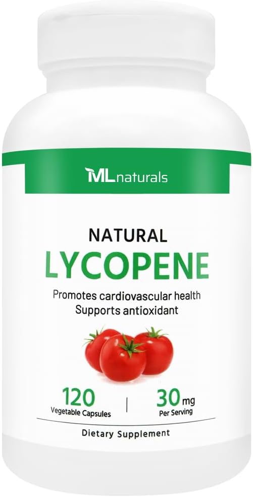 ML Naturals Natural Lycopene 30 mg 120 Sebze Kapsülleri. Antioksi & Immune Support, Cardiovascular Health & Prostate Health, NSF-Cerized & cGMP-Compliant, Third-Party Lab Tested