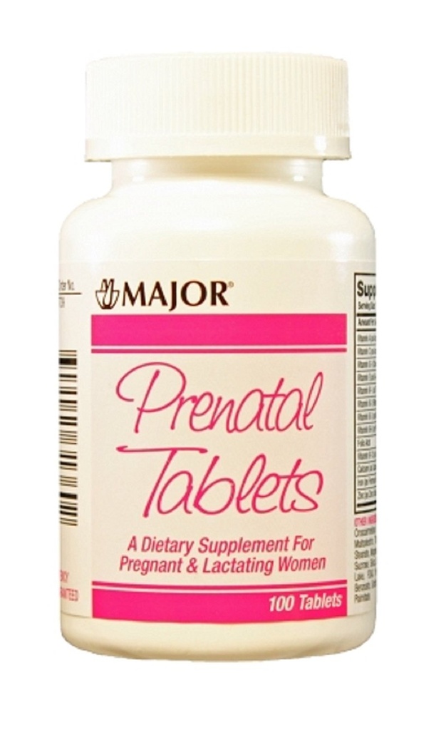 Major Pharmaceuticals Major PRENATAL TABS ASCORBIC ACID- 100 MCG Pink 100 δισκία UPC 309045313602
