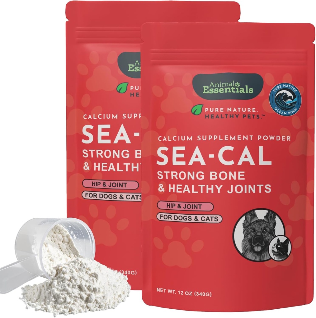 Animal Essentials Sea-Cal - Pure Seaweed Food Toz for Dogs with, Magnezyum Joint Supplement for Dogs & Cats for Health Bones & Teeth, Joint Health, İzlandalı Seaweed Food - 12 oz (Pack of 2)
