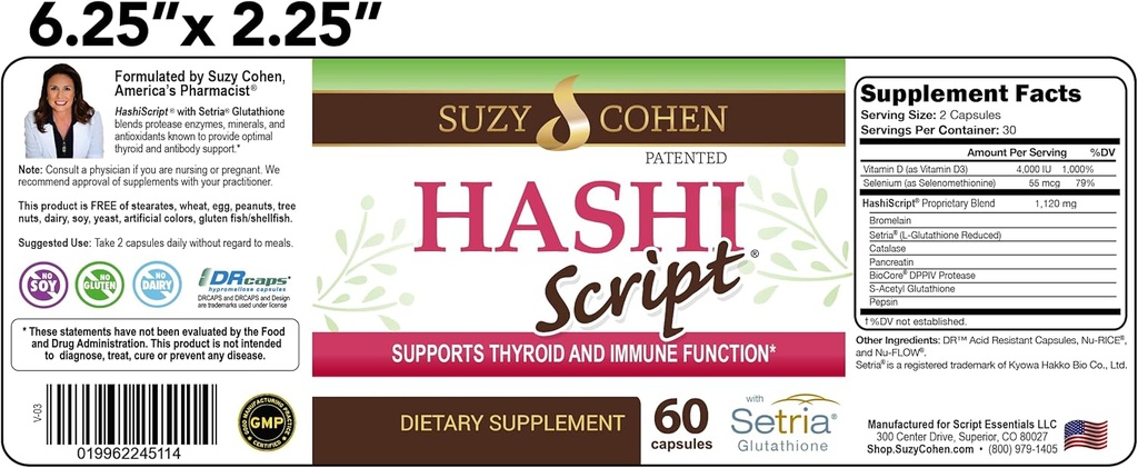 Senaryo Essentials HashiSenroid ve Immune Support Formula with Catalase and Glutathione - by Suzy Cohen