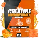 Creatine Monohydrate Gummies for Men & Women, 4g Creatine Monohydrate per Serving for Maximum Power Strength, Performance, Sugar Free, Vegan, Pre-Workout Supplement (120 Count)-Orange