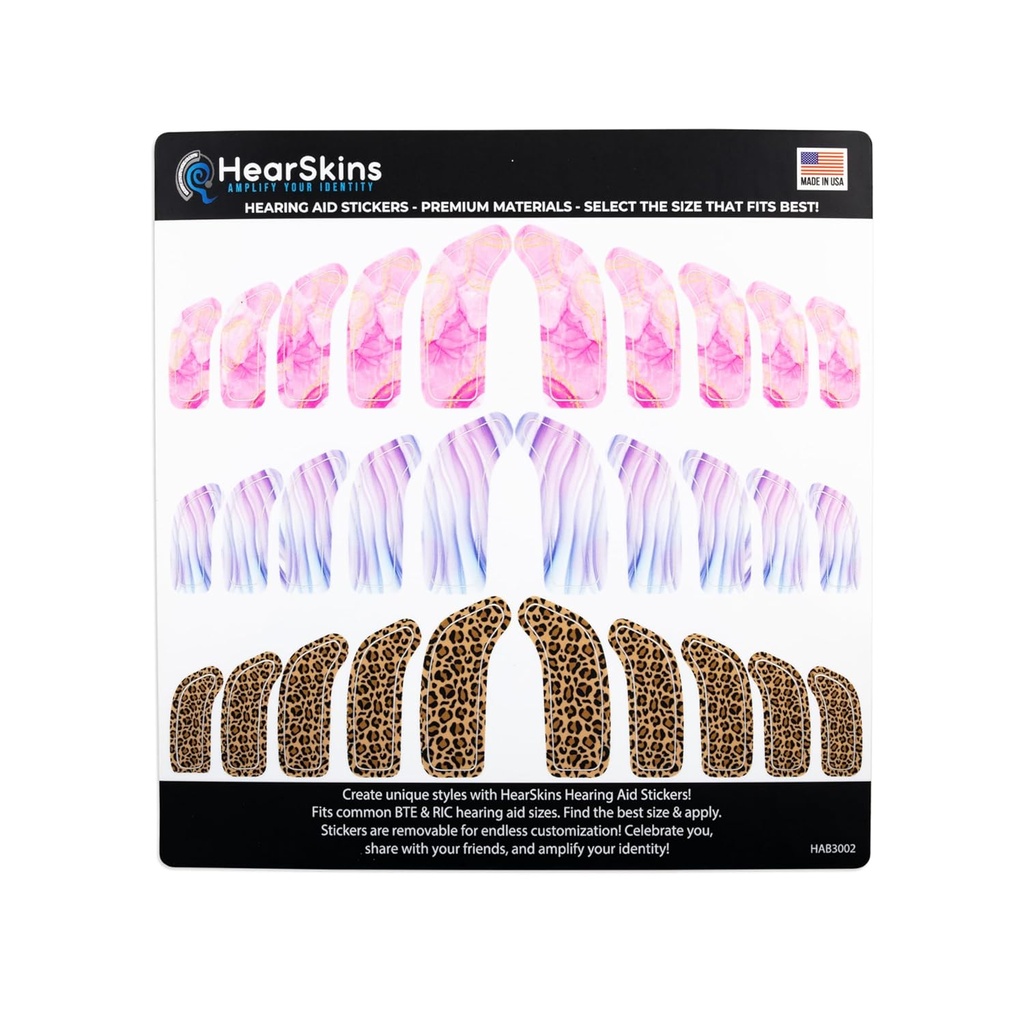 İşitme Aid Styles Skins, Fits BTE ve RIC İşitme Aid Boyutu Evrensel Olarak Tasarlandı - Endless özelleştirme! Kimlikünüzü birkaç ve Amplify'tan seçin! (Marble)