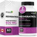 Renew Actives Resveratrol Supplement 600 mg per Service - High-Potency Antioksi Kompleksi ile 50 Trans-Resveratrol - Destek Hücreleri Sağlığı ve Uzun Yerde - Kanada'da Yapıldı - 60 Vegan Capsules