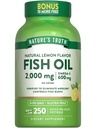 Nature's Truth Fish Oil 2000 mg | 600 mg Omega 3 | 250 Softgels | Natural Lemon Flavor | Non-GMO ve Gluten Ücretsiz Supplement Supplement