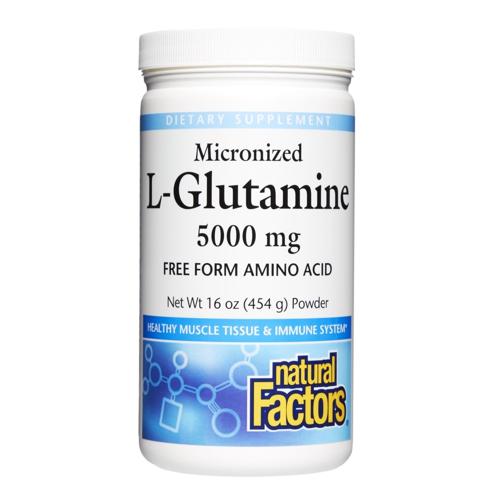 Φυσικοί παράγοντες Μικρονωμένα L-Glutamine 5,000 mg σκόνης - Εύκολη Απορρόφηση συμπλήρωμα υποστήριξης για την υγεία των ούλων - σκόνη Amino οξύ συμπλήρωμα υποστηρίζει την αποκατάσταση των μυών - 16 oz (90 εξυπηρετούν)