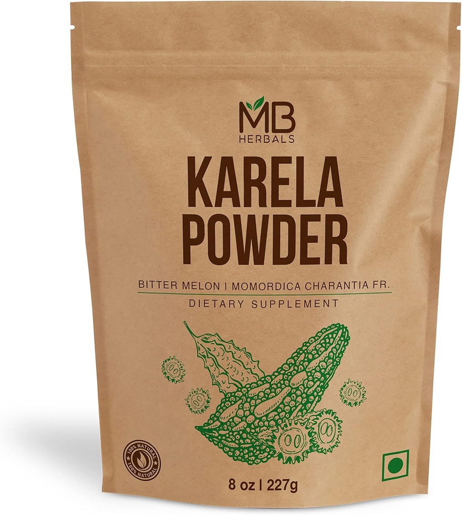 MB Herbals De-Seed Karela Toz 8 oz / 227 Gram (0.5 lb) | 100% Pure Bitter Melon Toz | Momordica charantia Fr. | No Preservatives Non GMO Gluten Free
