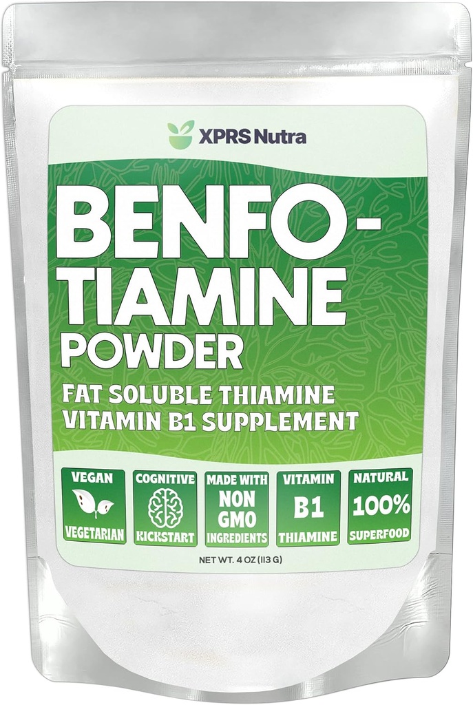 XPRS Nutra Benfotiamine Toz (Thiamine) - Fat ► Happy Heart Thiamine Supplement - Advanced Vitamin B1 Benfotiamine for a Cognitive Boost - Vegan Dostu Benfotamine Toz (4 Ounce)