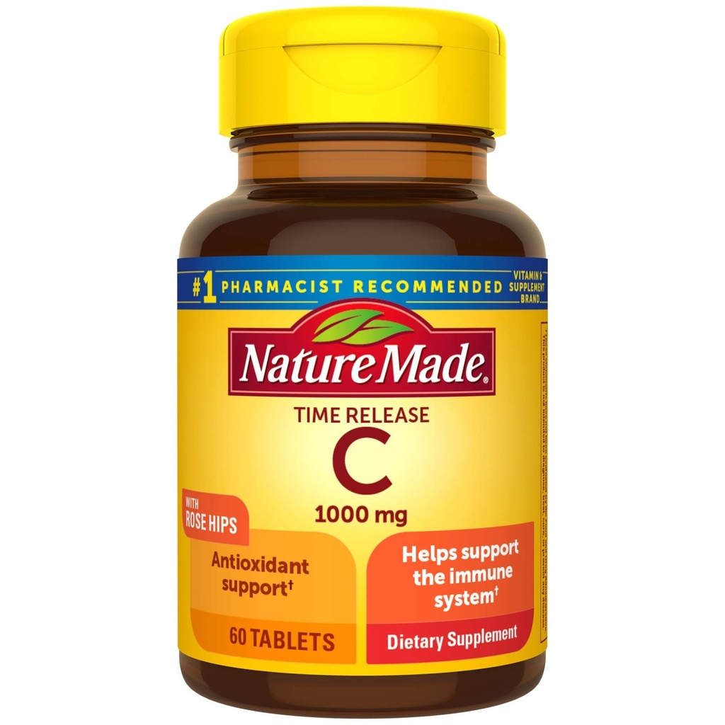 Nature Made C 1000 mg Time release Tabletleri Rose Hips, 60 Kont (Pazar Mayıs Vary)