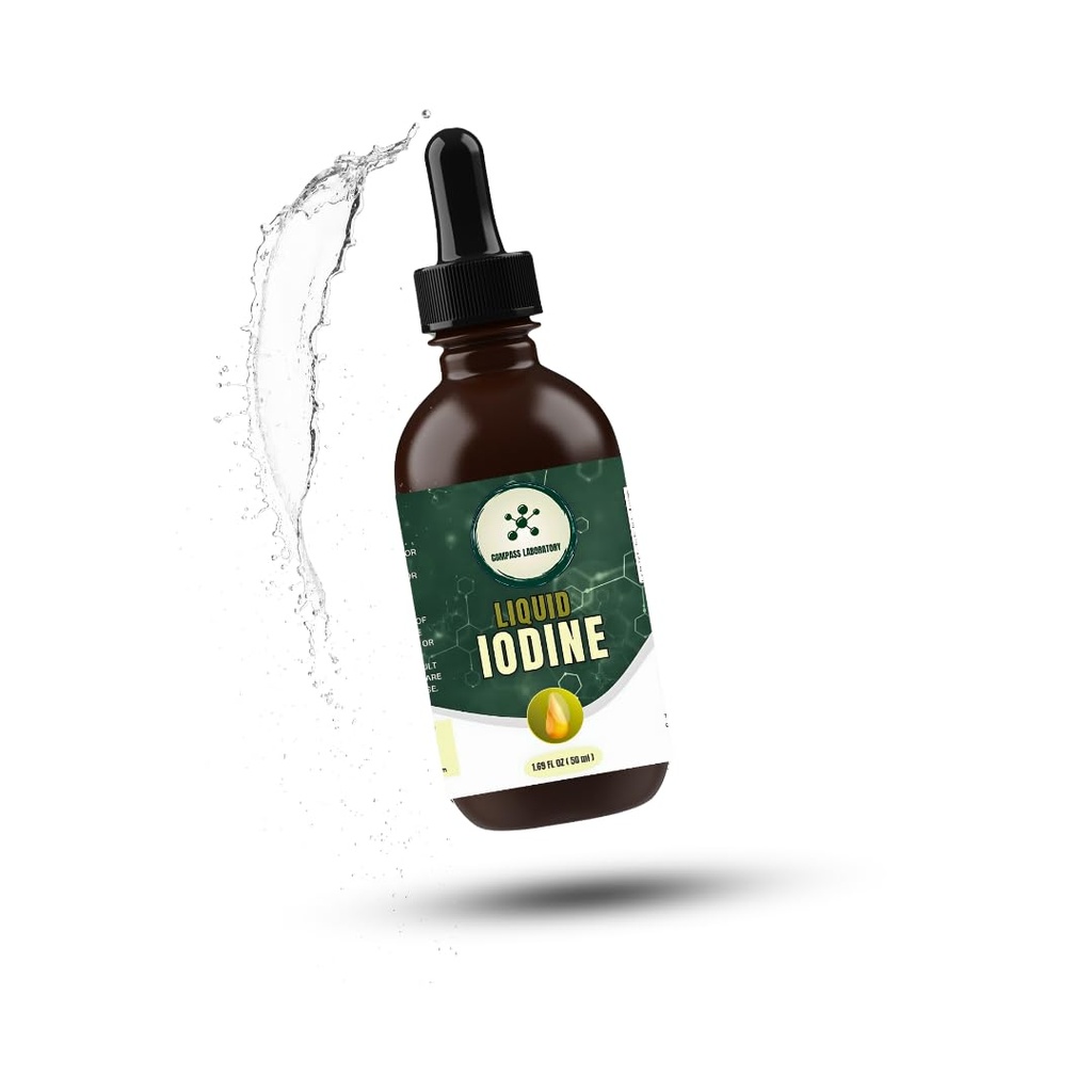 Compass Laboratory Iodine Liquid Drops | Clear & Colorless Liquid | 50 ml - 25006/Serving | High-Purity Diyetary Supplement