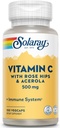 Solaray C w/Rose HIPS & Acerola Two-Stage, Timed-Release, Veg Cap (Btl-Plastik) 500 mg | 100 | Paket
