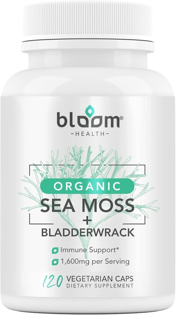 Deniz Moss Supplement - Immune Support için Doğal İrlandalı Moss - Tiroid Sağlığı için Non-GMO Seamoss Capsules - Vegan Raw Seamoss Pills with Natural Toz - 120 Vegetarian Caps