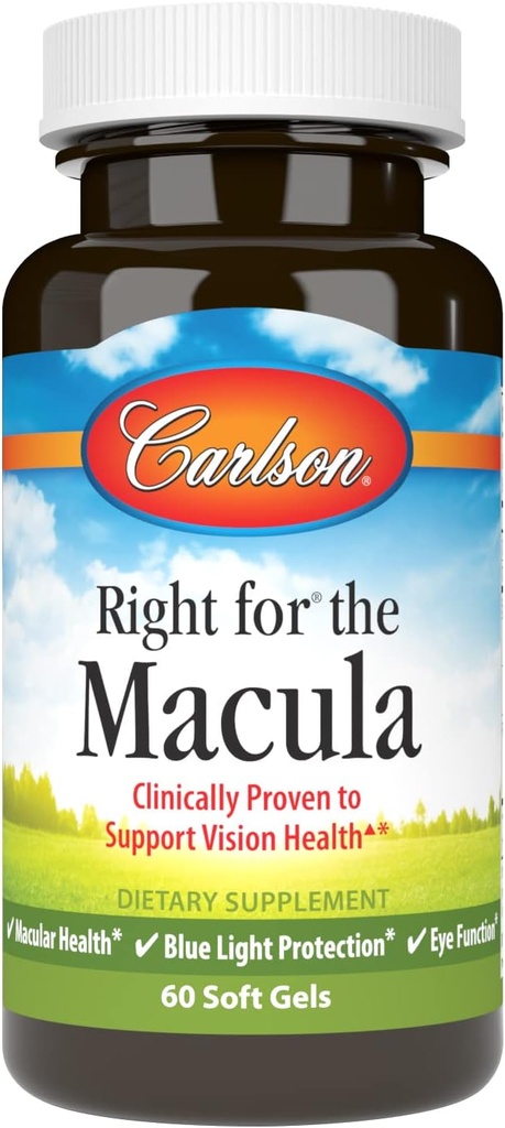 Carlson - Macula için doğru, Klinik olarak Vizyon Sağlık, Macular Sağlık, Blue Light Protection & Eye Function, 60 Softgels