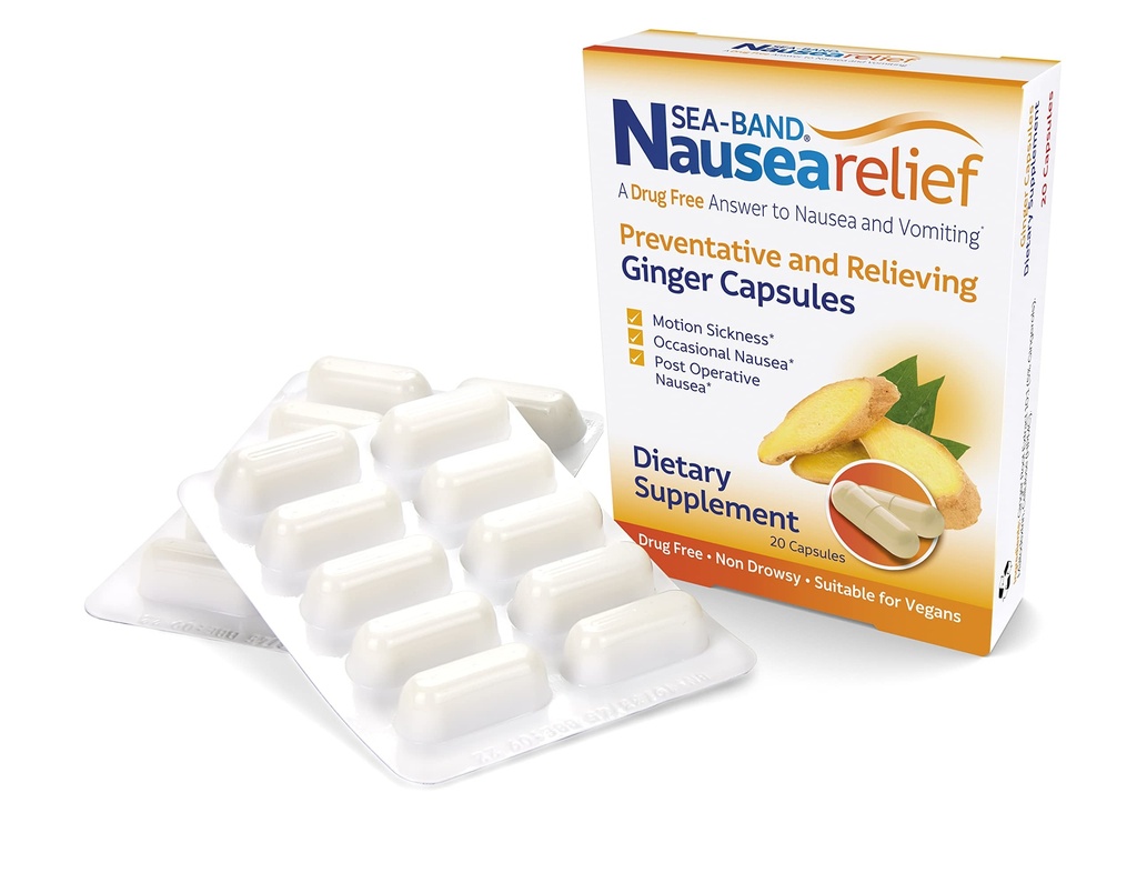 Deniz-Band Anti-Nausea Ginger Capsules for Motion Hastaness and Nausea Relief
