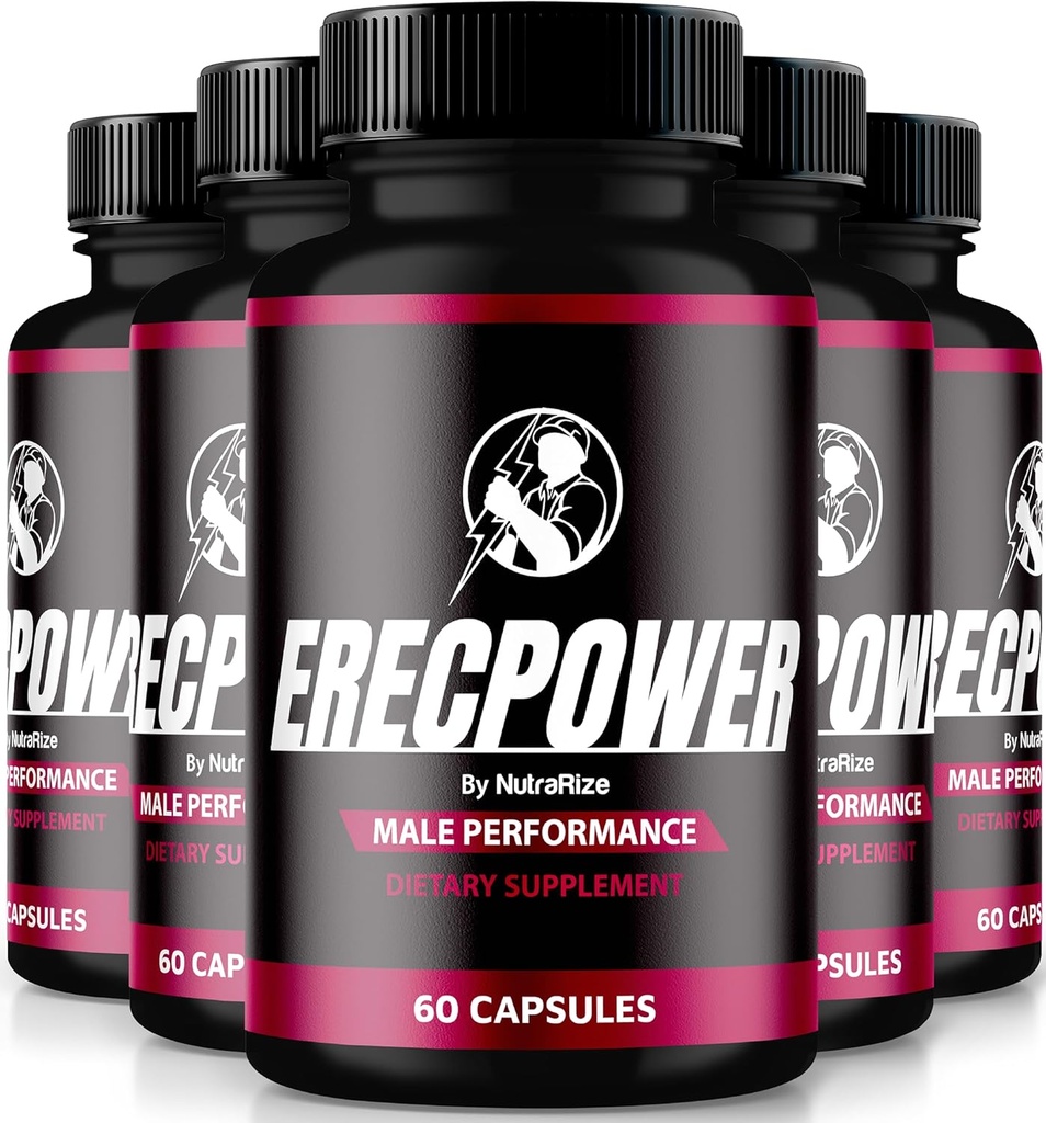 (5 Pack) Erkekler için ErecPower, Resmi ErecPower Pills, Natural Male Supplement to Fuel Energy and Support General Health, Erec Power for Performance, Review (300 Capsules)