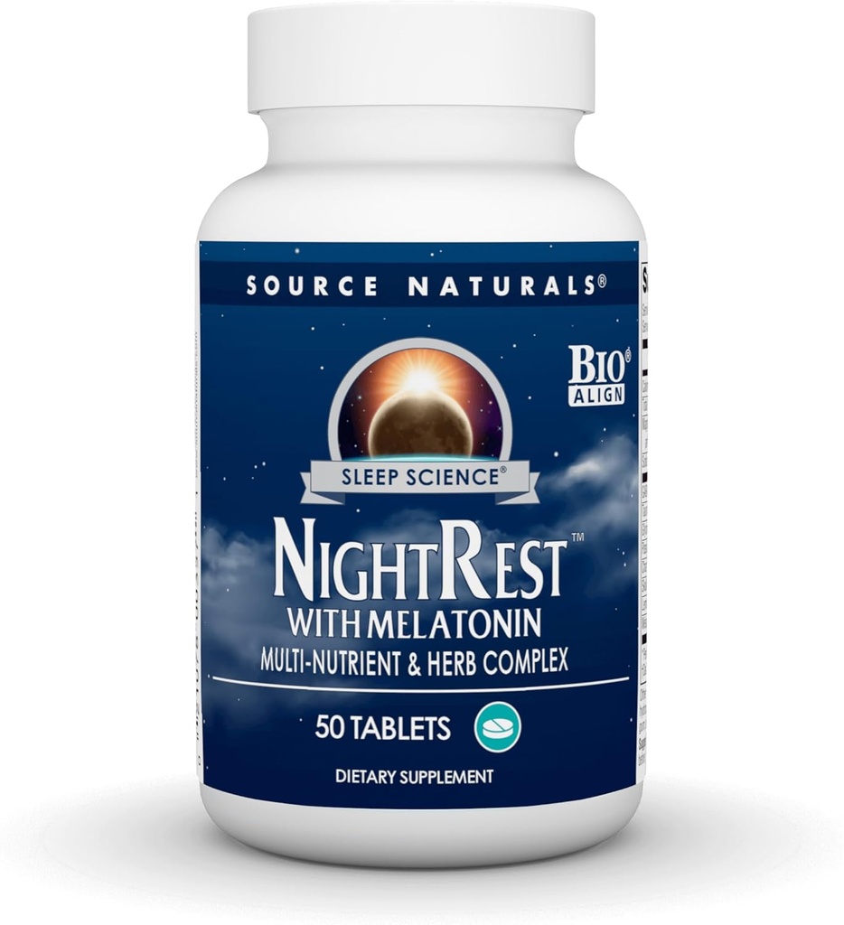Source Naturals Sleep Science NightRest with Melatonin, Multi-Nutrient & Herb Kompleksi* - 50 Tablet
